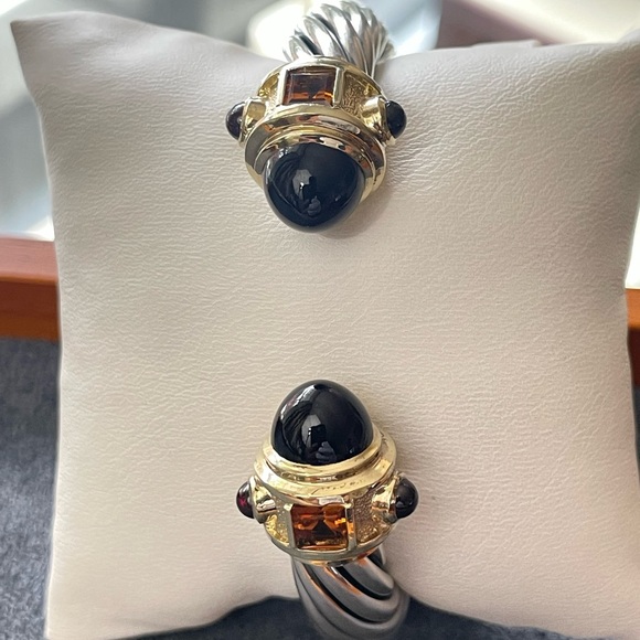 David Yurman 10mm Renaissance Cable Cuff with Black Onyx-Small - Picture 7 of 10
